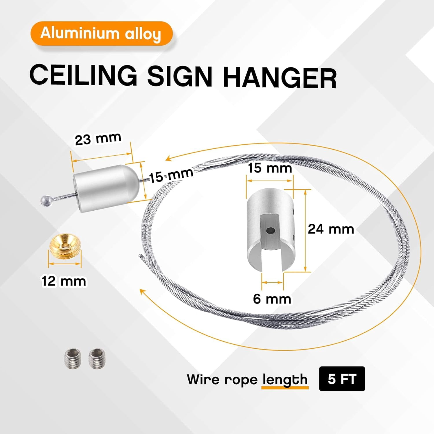 4 Pack Ceiling Sign Hanger Hanging Sign Bracket Display Solid Aluminum Picture Hanging Hardware for Hanging Acrylic Picture Sign Board Frame, Silver Silver Silver Silver Silver