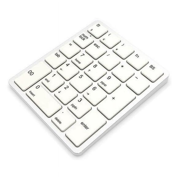 Wireless Numeric Keyboard 2.4GHz Wireless Rechargeable Numeric Keyboard for Laptops White