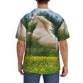 thumbnail image 7 of Goofa Horse Rearing Up In The Field Printed Men's Casual Short-sleeved Shirt,Lightweight Breathable Button-down,Summer Casual men's top,Versatile Fashion shirt-X-Large, 7 of 7