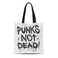 thumbnail image 1 of KDAGR Canvas Tote Bag Tattoo Sketch Punks Not Dead Label for Anarchy Mohawk Reusable Shoulder Grocery Shopping Bags Handbag, 1 of 1