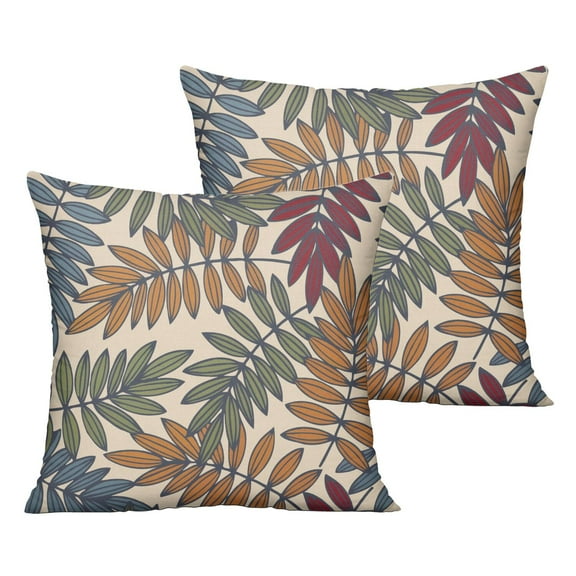 Outdoor Throw Pillow Covers 20x20 Inch Waterproof Spring Summer Multicolored Leaves Tropical Botanical Outdoor Pillow Covers for Patio Funiture Garden Couch