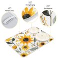 thumbnail image 3 of Yayeee Dish Drying Mat for Kitchen Counter 18"x24" Microfiber Absorbent Pad, White Watercolor Sunflowers, 3 of 7
