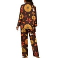 thumbnail image 2 of Suhoaziia Womens Pajamas with Pockets Skin Friendly Button-Down Outfits Comfy Long Sleeve Top & Pants Size M,Stretchy Fashion Novelty Comfiest Orange Leaves Turkey Loungewear, 2 of 6