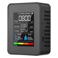 thumbnail image 1 of Monitor de Calidad del Aire 5 en 1 TVOC HCHO Medidor de CO2 de Temperatura y Humedad, Detector de CO2 Recargable por USB Negro, 1 of 7
