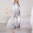 thumbnail image 3 of Pofeuu Blue Swirl Fireworks Print Womens Pajamas Set Long Sleeve Sleepwear Button Down Nightwear Soft Pj Lounge Sets Button Down Pajamas Women-XX-Large, 3 of 7