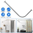thumbnail image 2 of L-Shaped Curved Shower Curtain Rod - Adjustable Stainless Steel Expandable Rod Rust-Resistant Extra Shower Space Design Easy Installation with Brackets & Screws for Bathroom/Shower Stall/Tub (Silver), 2 of 9