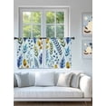 thumbnail image 4 of Sheer Curtains 54 Inch Length 2 Panels Set for Kitchen, Blue Yellow Leaves Semi Sheer Curtains for Windows, Spring Botanical Leaf Farmhouse Watercolor Voile Window Treatments Rod Pocket Curtain, 4 of 7