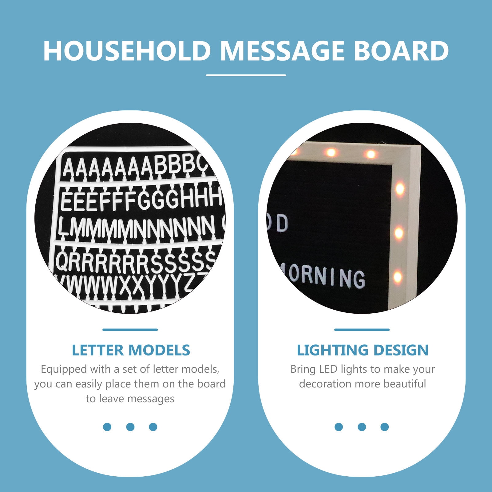 IBASETOY Wooden Letter Board with LED Lights Multifunctional Message Board for Baby Announcements
