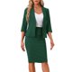 thumbnail image 4 of Conjunto de traje de 2 piezas para mujer INSPIRE CHIC, blazer sin cuello de manga 3/4, falda lápiz de cintura alta, atuendos de trabajo, verde oscuro XL, 4 of 6