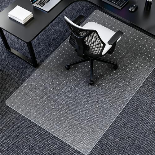 Heavy Duty Clear Office Chair Mat for Carpet, 32x48 Inch Hard Plastic Desk Mat for Easy Rolling on Carpeted Floors, Ships Flat for Computer Chair Protection