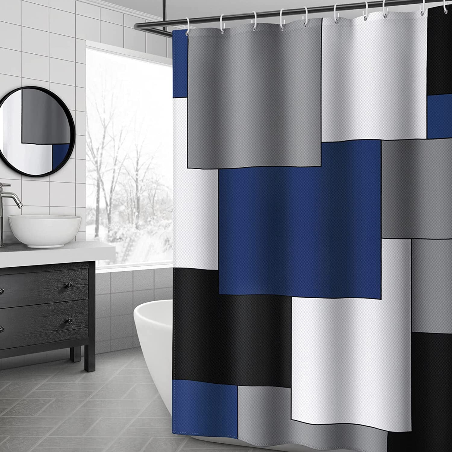 Stall Shower Curtain Half Narrow Window Curtain Modern Bathroom