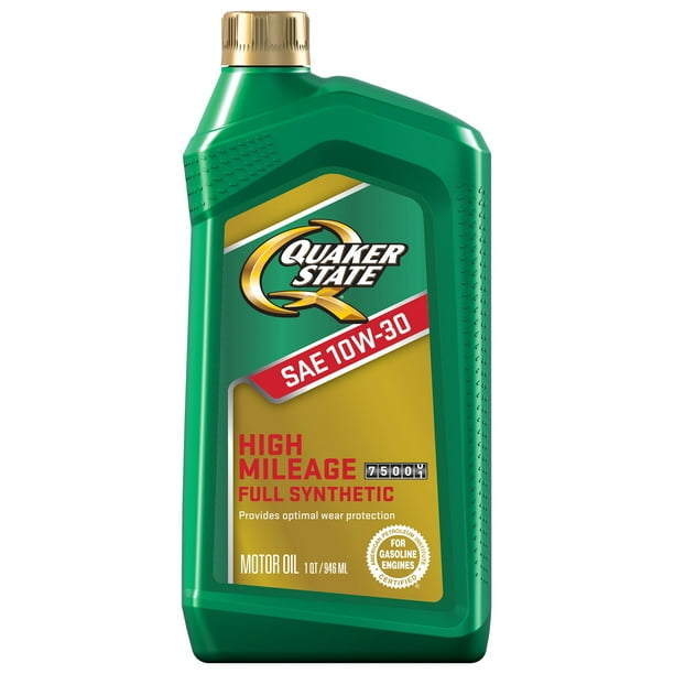 Quaker State Full Synthetic High Mileage 10W30 Motor Oil, 1 Quart