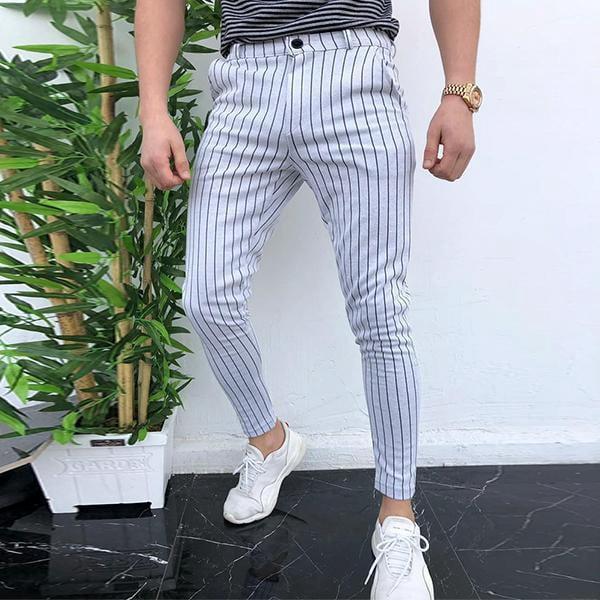 Binpure Male Striped Pencil Trousers 