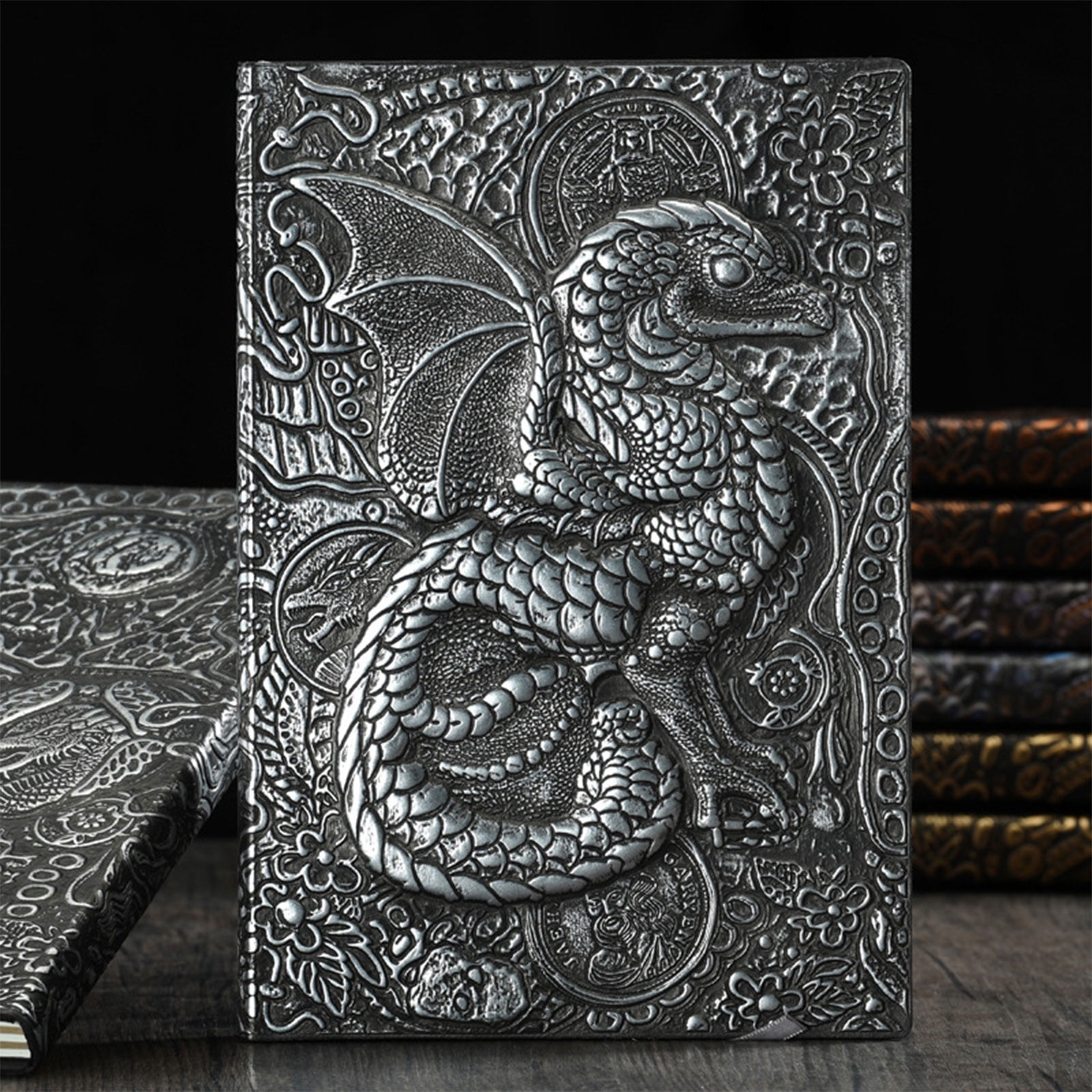 Vintage Embossed Notebook Hardcover PU Notepad for Office Women Men Gifts