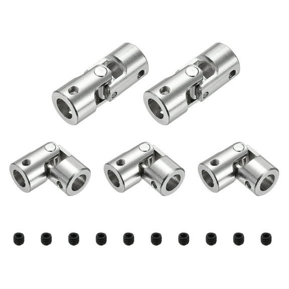 Uxcell 5pcs Universal Joint Shaft Coupling, 8mm to 8mm Inner Dia Rotatable Steering Shaft U Joints Coupler with Screws for RC Car, Robot, Boat Drive Ship Motor Use