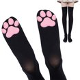 thumbnail image 2 of Calcetines de muslo de gato con almohadilla de pata de gato para mujeres calcetines de alta elasticidad de nailon con dedos de gato (negro) FLhrweasw Para estrenar, 2 of 8
