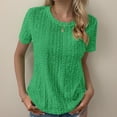 thumbnail image 3 of Weardear Women's Eyelet Embroidery Short Sleeve Tops Shirts Solid Crewneck Retro Plain Casual Holiday T-Shirts, 3 of 5