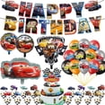 thumbnail image 2 of Globos de Disney Cars, decoración para fiesta de Rayo Mcqueen, pancarta de feliz cumpleaños, vajilla de Pixar, telón de fondo, adorno para tarta de coche de carreras, 2 of 5