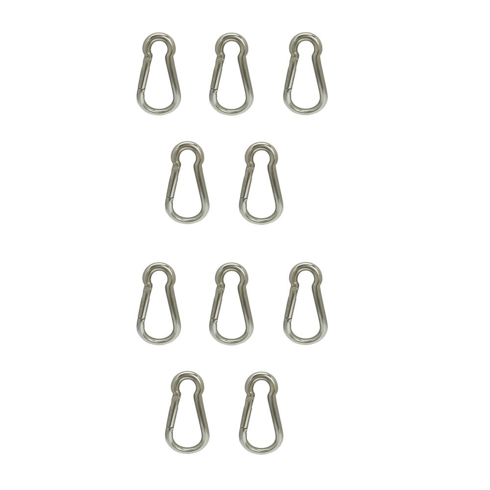 10Pc 3/8" Stainless Steel SS316 Spring Snap Hook Boat Marine Carabiner 400Lb Cap 