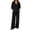 Black, variant on Women's 2-Piece Pants Set V-Neck 3/4 Sleeve High Waist Wide Leg Cloud Cotton Casual Lounge Outfit S-XXXL