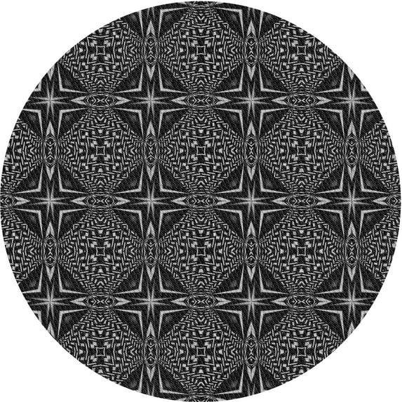 Ahgly Company Indoor Round Patterned Gray Area Rugs, 8' Round