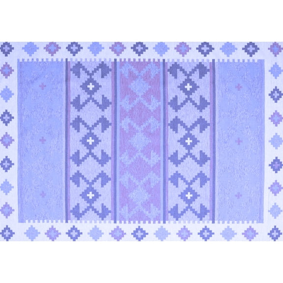 Ahgly Company Indoor Rectangle Abstract Blue Contemporary Area Rugs, 3' x 5'