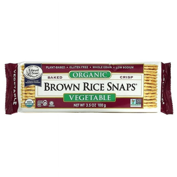 Edward and Sons Organic Vegetable Brown Rice Snaps 3.5 oz. Pack of 3