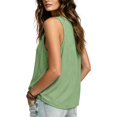 thumbnail image 5 of Fewfanhot Women Deep V Neck Linen Blend Tank Top, Front Pleated Loose Fit Sleeveless Casual Summer Blouse, 5 of 8
