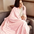 thumbnail image 3 of Exclusivo Mezcla Plush Fuzzy Large Fleece Throw Blanket (50" x 70", Light Pink)- Soft, Warm and Lightweight, 3 of 7