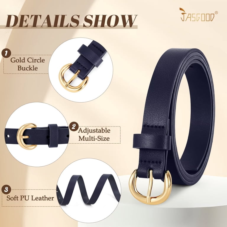 JASGOOD 3 Pack Skinny Belts for Women Trendy Leather Belt 