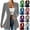 Gray, variant on Women's Solid V Neck Velvet Blazer Cardigan Single Button Fitted Flare Hem Long Sleeve Elegant Jacket