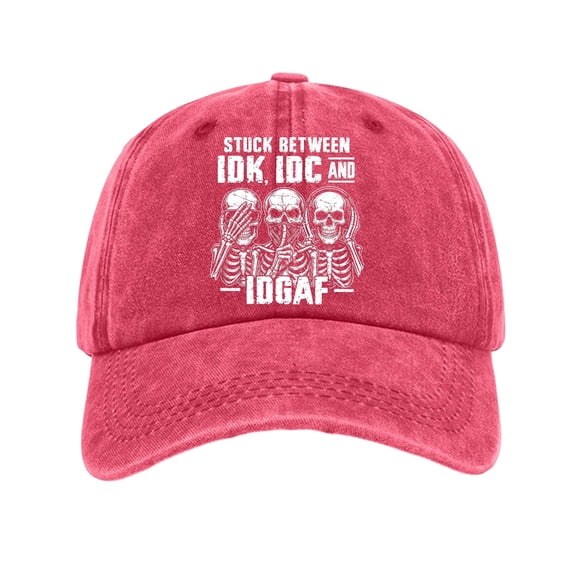 IDK IDC & Idgaf Hat Humorous Baseball Cap, Funny Attitude Adjustable Distressed Baseball Dad Hat for Men Women