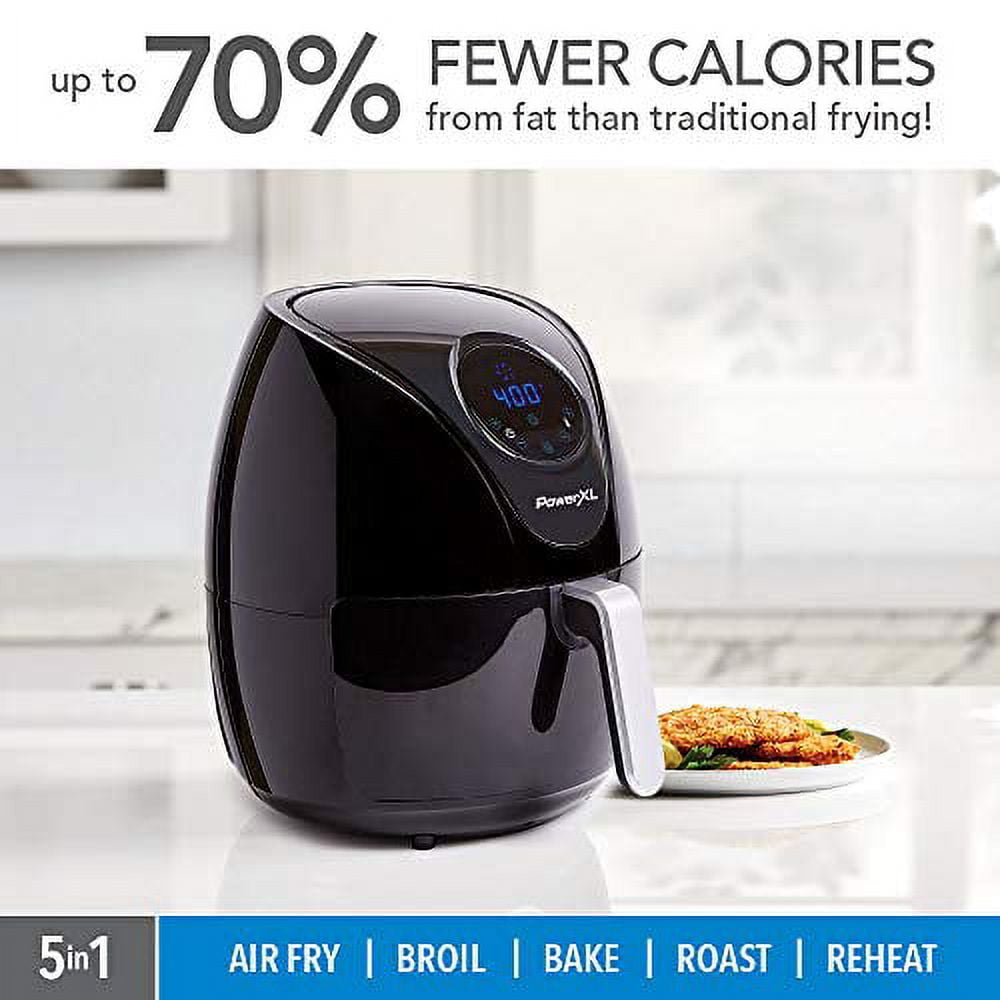 PowerXL Air Fryer 7 QT Maxx Classic, Extra Hot Air Fry, Cook, Crisp, Broil, Roast, Bake, High Gloss Finish, Nonstick, Black