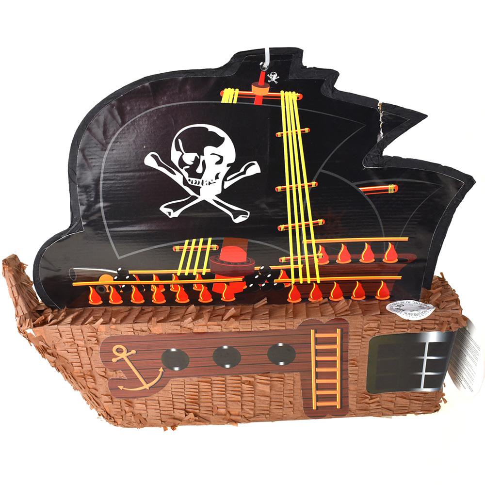 Pirate Ship with Sail Pinata, Brown, 201/4Inch