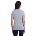 thumbnail image 2 of Ladies' Invisible Stripe V-Neck T-Shirt - HTH GRY INV STRP - 2XL, 2 of 3