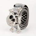 thumbnail image 3 of Men'S Y2K Punk Rhinestone Inlaid Skull Alloy Buckle Belt - Gothic Streetwear Accessory with Rhinestone Accents, Durable Metallic Chain Link Design, Perfect For Daily Wear, Halloween & Winter Fashion, 3 of 6