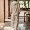 thumbnail image 5 of Mens Summer Outfits Hooded Henley Shirts Matching Lightweight Lounge Pants 2 Piece Linen Sets Beach Vacation Fashion Suit, 5 of 5