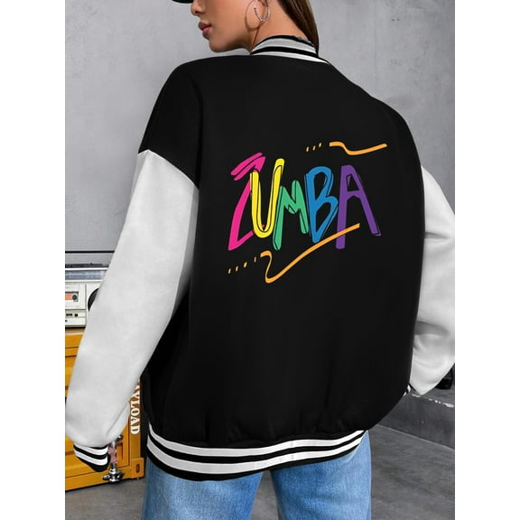 Women's Zumba Baseball Jacket Hoodie Rainbow Graphic Print Tee Lightweight Breathable Cotton Long Sleeve Top for Workout Dance Classes Casual Wear Big Sizes
