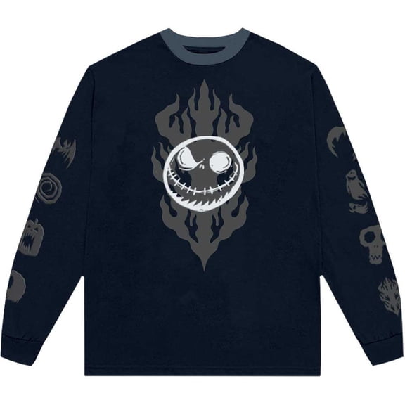 The Nightmare Before Christmas Unisex Long Sleeve T-Shirt: Flaming Jack (Embellished) (Small)