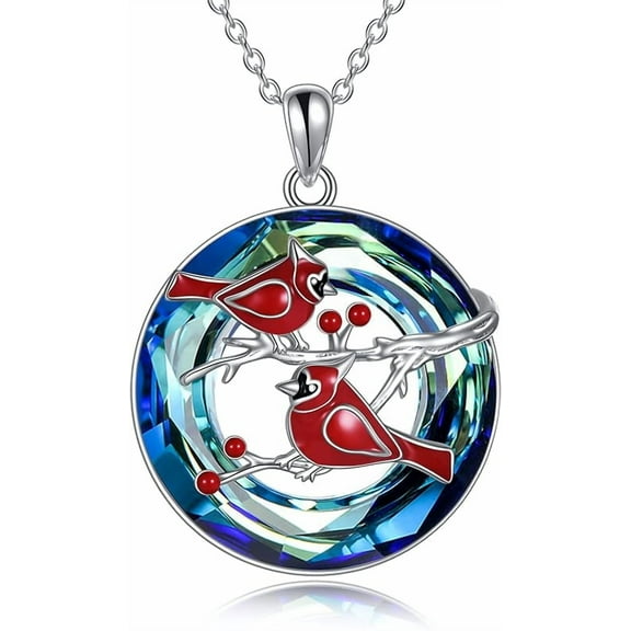 Red Cardinal Necklace Sterling Silver Memorial Gifts for Women When Cardinals Appear Angels Are Near Heart Necklace Jewelry (silver-cardinal necklace)