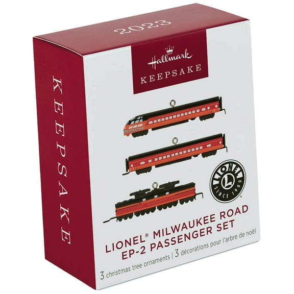 Mini Lionel Milwaukee Road EP 2 Passenger, 2023 Keepsake Ornaments, Set of 3