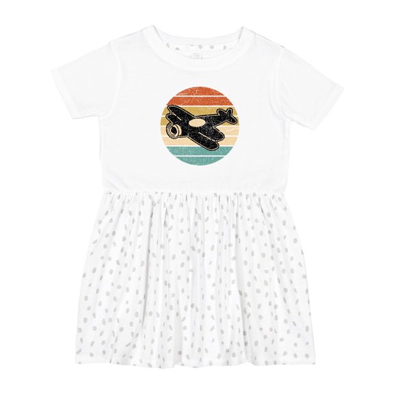 Inktastic Vintage Airplane Retro Sunset Girls Toddler Dress