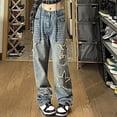 thumbnail image 4 of WILLBEST Jeans Mujer Pantalones Vaqueros de Moda para Mujer, de Cintura Alta, Rectos, Holgados, Con Parche de Estrella, de Pierna Ancha, Informales, para Atuendos Cómodos y 2025. Extra Grande, 4 of 6