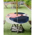 thumbnail image 4 of nqOlkjepod Pink Navy Blue Abstract Art Outdoor Tablecloth with Umbrella Hole & Zipper, Modern Geometric Luxury Round Table Cover 60 Inch, Dining Waterproof Table Cloth Protector for Patio/Party, 4 of 7