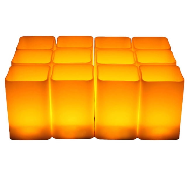 Led Vela Electrónica Vela Electrónica Luz De Té Luz De Vela Cuadrada Con Batería Incorporada Luz Intermitente Para La Decoración De La Atmósfera Del Hogar De Halloween 12Psc Cateissary HA013473-00