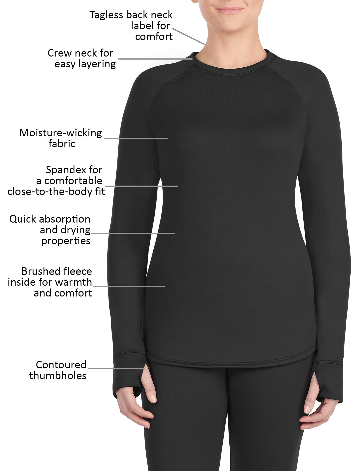 ClimateRight by Cuddl Duds Women's Thermal Guard Base layer Crew Neck Top, Sizes XS to 4X