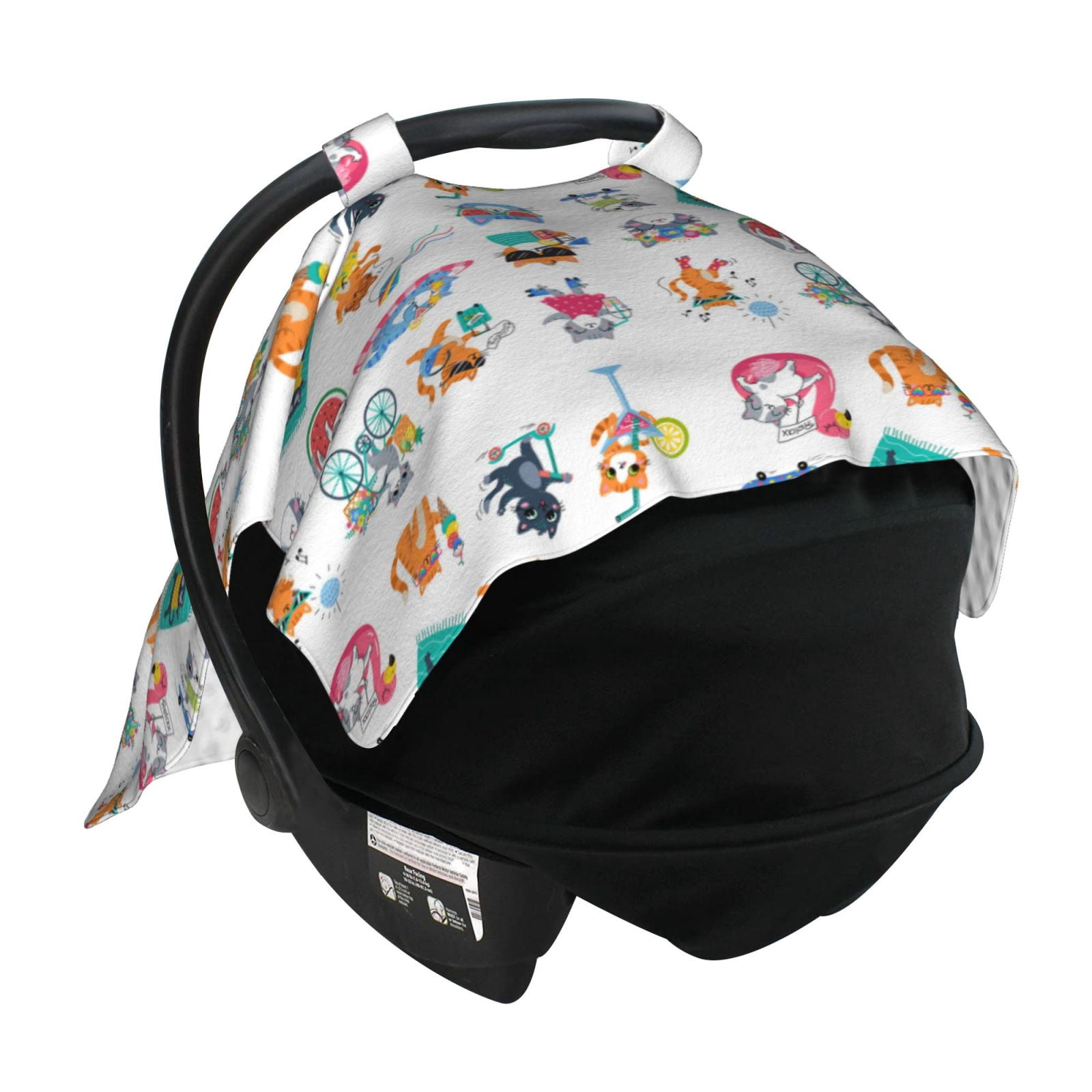 Car Seat Cover Baby - Hello Summer Cat Breathable Infant Car Seat Cover for Baby Carseat, Lightweight Comfort Baby Essentials Must Haves Newborn Stuff for Girl Boy