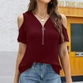 thumbnail image 5 of ChaoHeng Summer Blouses Plus Size Fashion Women Short Sleeve Garment Comfortable Breathable V-Neck Blouses Tops,Deals up to 50% off, 5 of 8