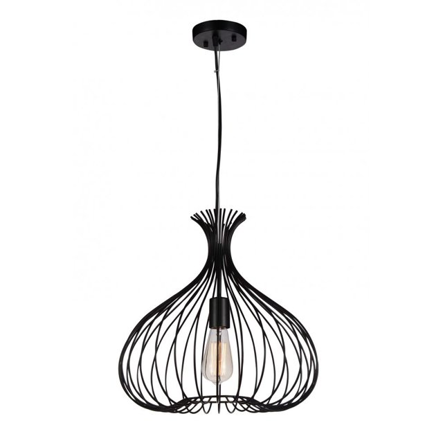 CWI Lighting Suspension à 1 Lumière vers le Bas avec Fini Noir