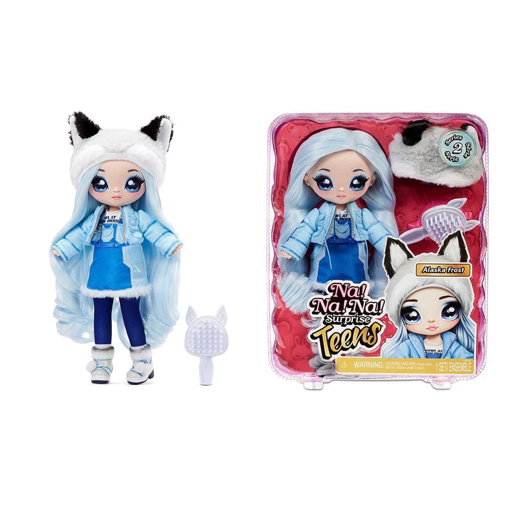 Na Na Na Surprise Teens Fashion Doll – Alaska Frost, 11" Soft Fabric Doll, Wolf Inspired with Blue Hair